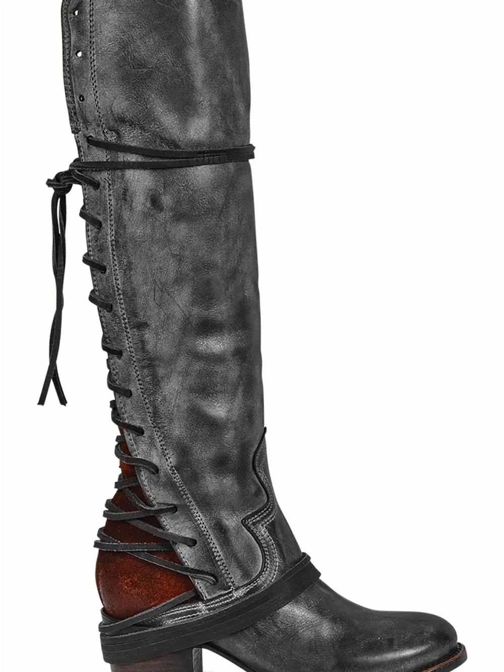 Freebird by Steven Black Lace-Back Over-the-Knee Boots